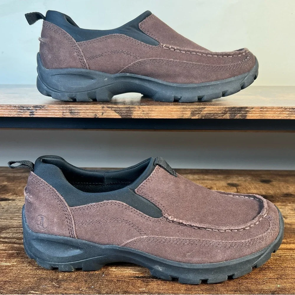 Lands End Suede Shoes Brown Slip On Rugged Sole Casual Men's 8